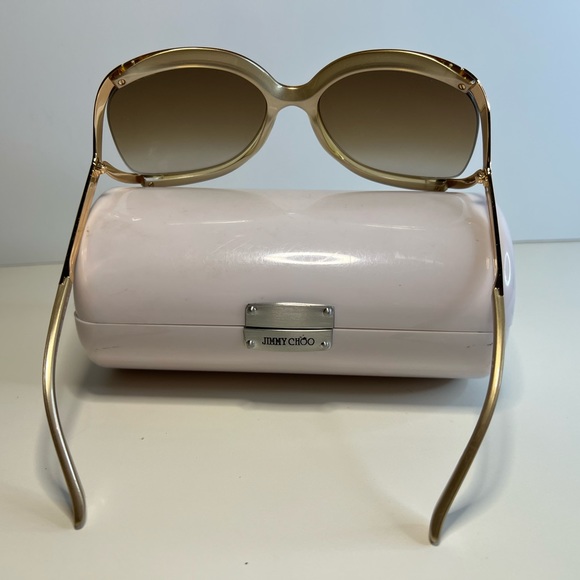 Jimmy Choo Beatrix/S Oversized Plastic Frame Goldtone Glamorous Sunglasses - Picture 4 of 8